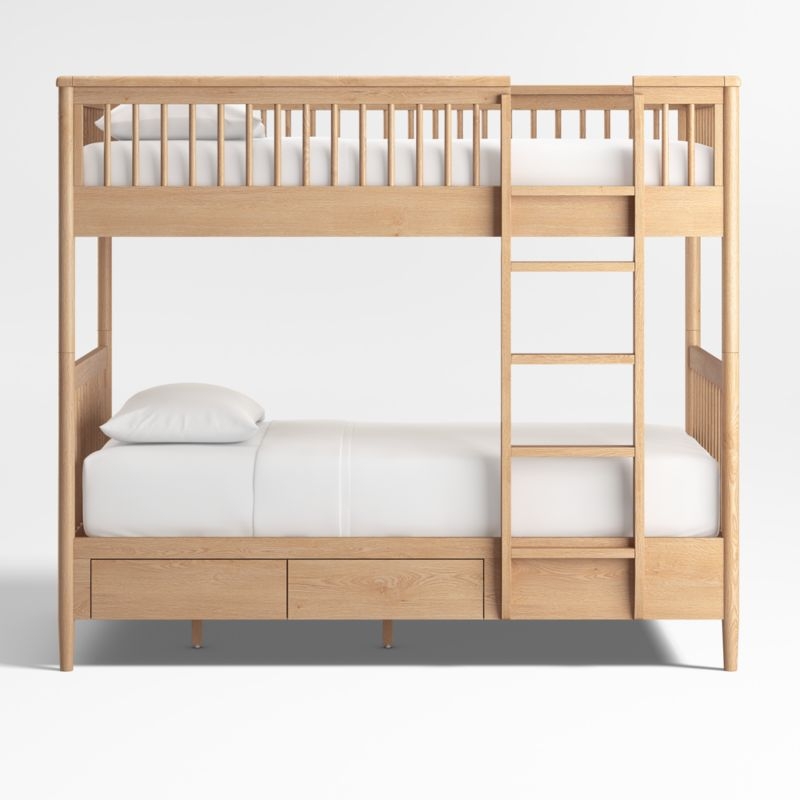 Bodie Natural Oak Wood Kids Twin Storage Bunk Bed - Image 2