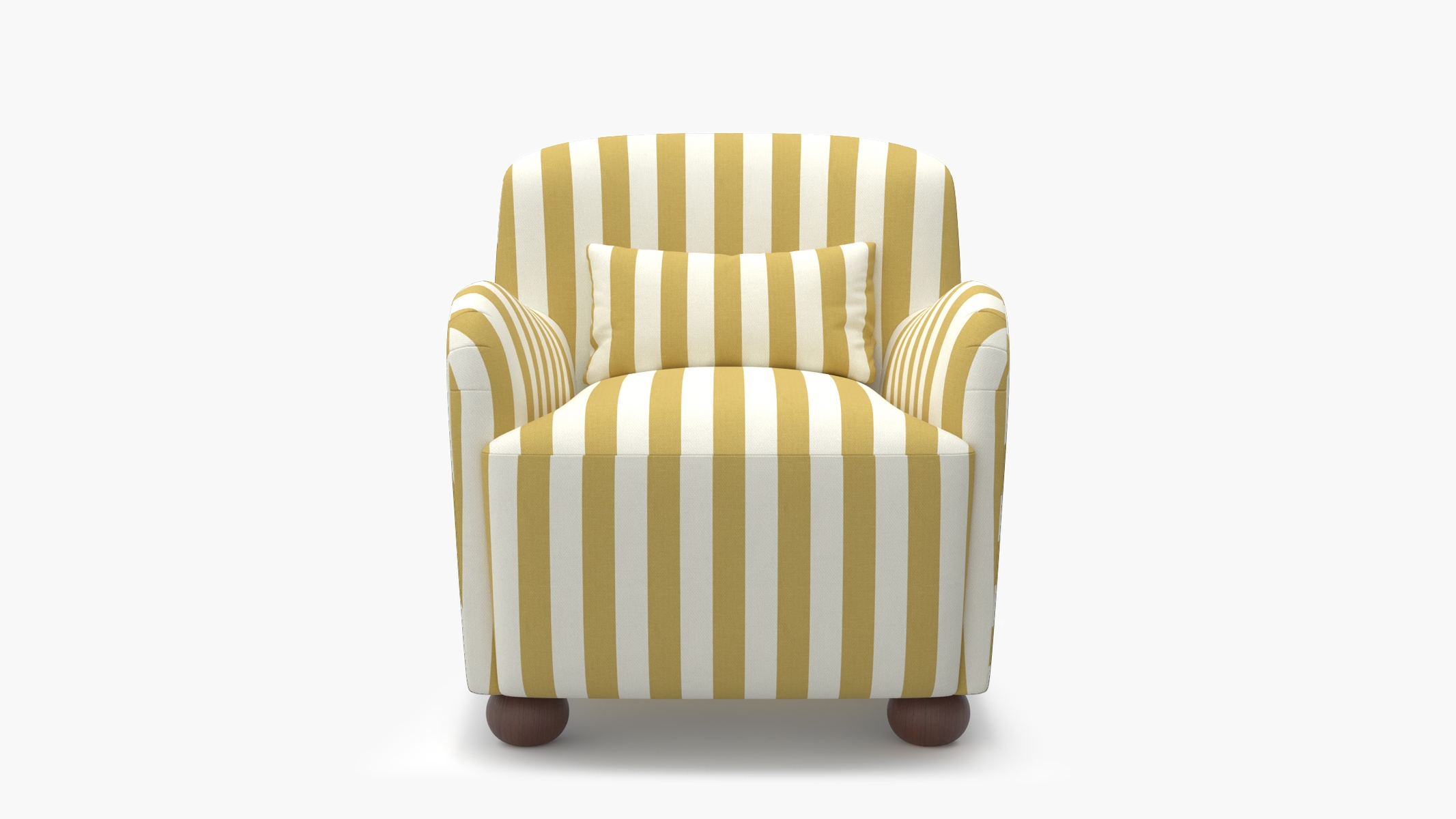 Club Chair, Citrine Cabana Stripe, Walnut Bun Foot - Image 0