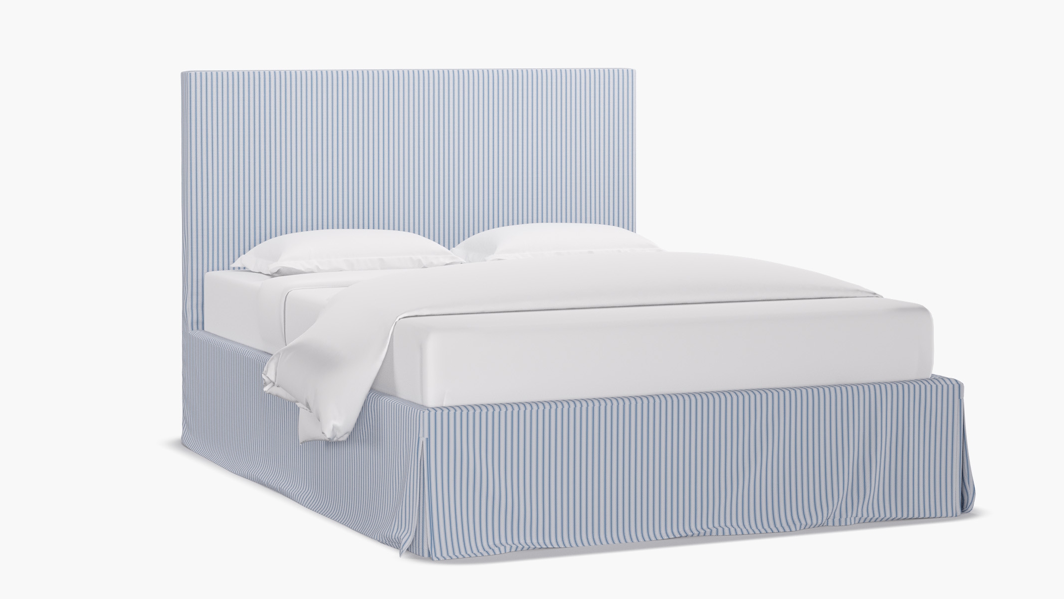 Slipcovered Bed, Cornflower Classic Ticking Stripe, King - Image 1