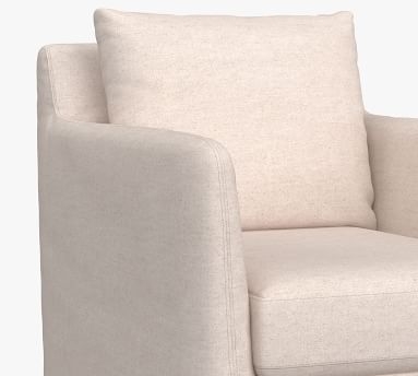 Bennett Slipcovered Swivel Armchair, Polyester Wrapped Cushions, Performance Chateau Basketweave Ivory - Image 4