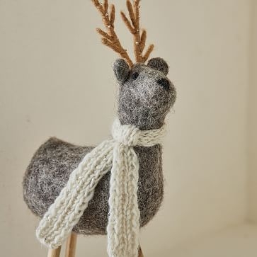 Decorative Felt Reindeer, Pale Gray, Medium - Image 2