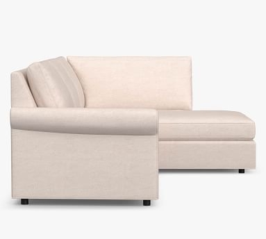 Sanford Roll Arm Upholstered Left Sofa Return Bumper Sectional, Polyester Wrapped Cushions, Basketweave Slub Ash - Image 3