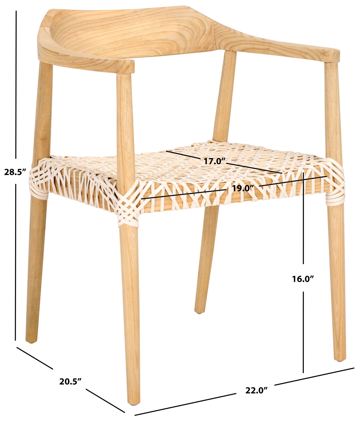 Munro Lther Woven Accent Chair - Natural / White - Safavieh - Image 9