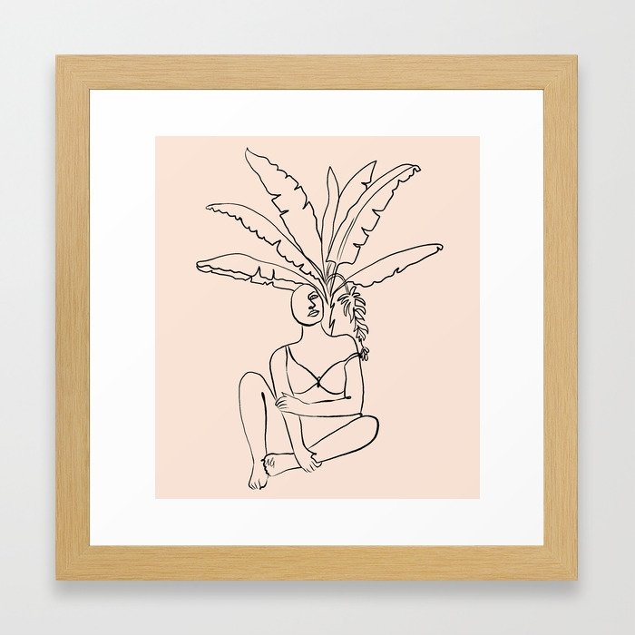 Staycation #lineart #drawing #minimal Framed Art Print by 83 Orangesa(r) Art Shop - Conservation Natural - X-Small-12x12 - Image 0