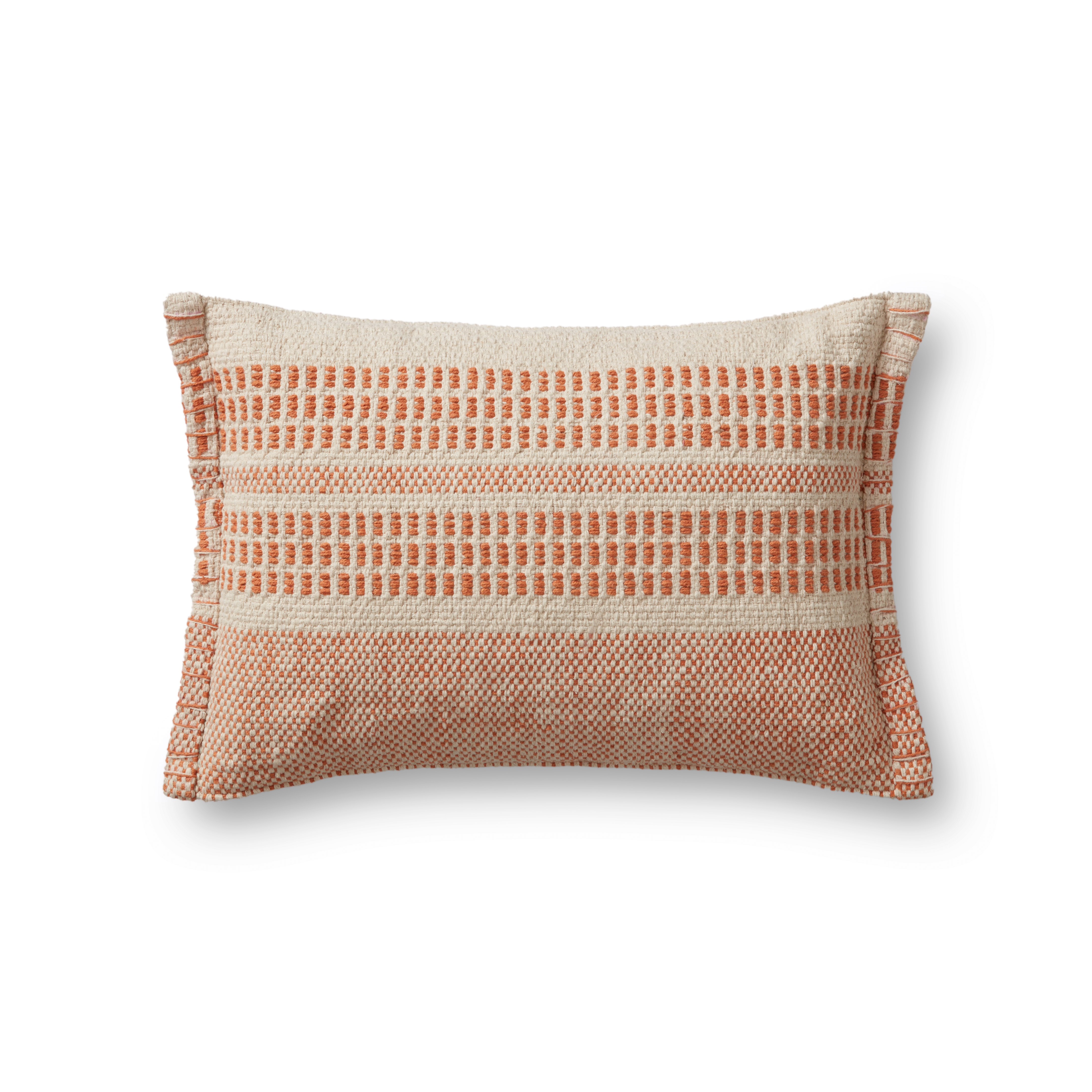 Woven Striped Lumbar Throw Pillow, Rust, 21" x 13" - Image 0