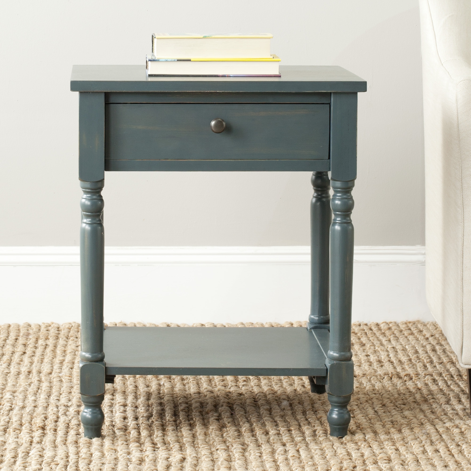 Tami Nightstand With Storage Drawer - Steel Teal - Safavieh - Image 2