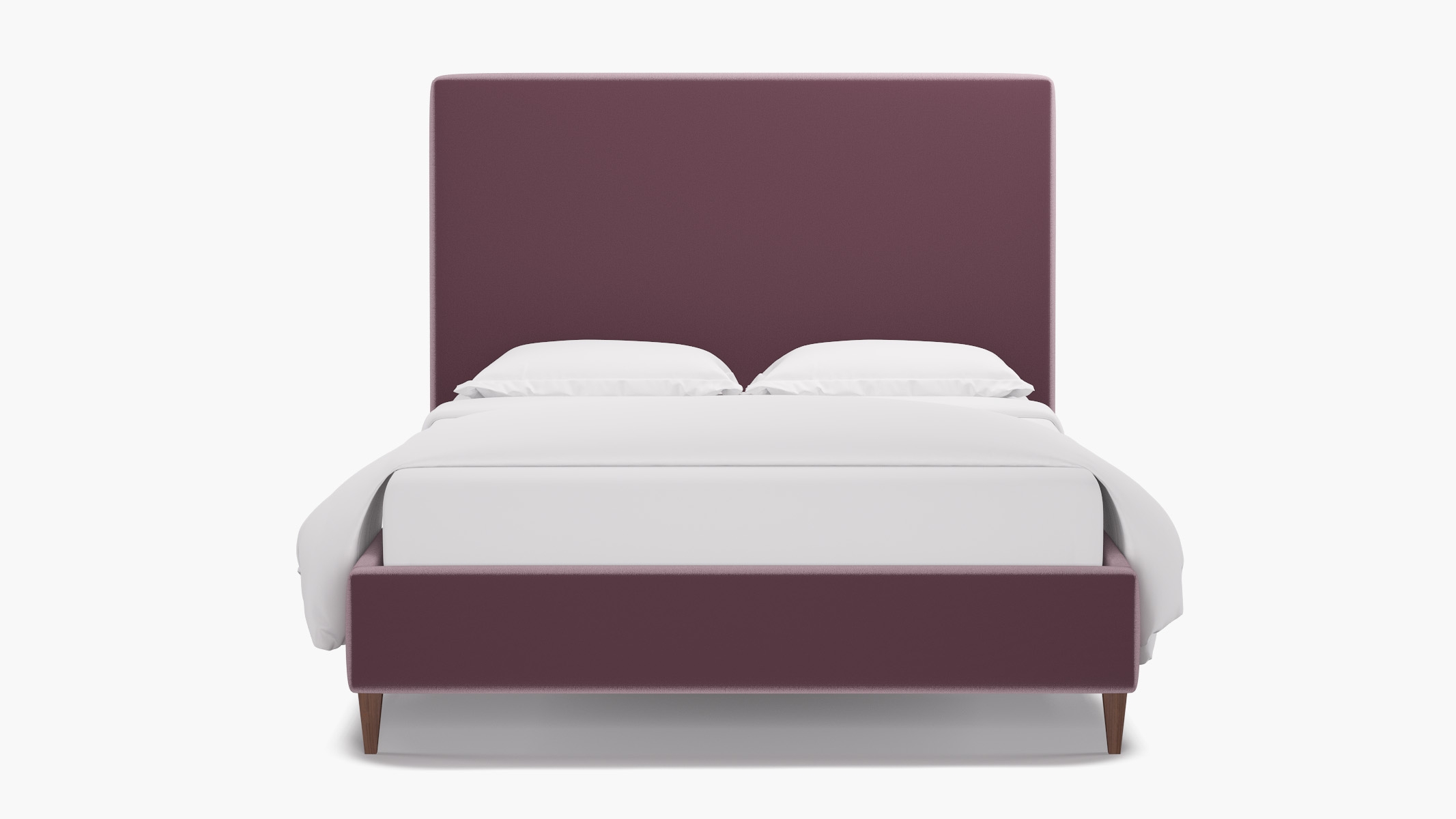 Classic Bed, Lavender Performance Plush Velvet, Walnut Square Tapered Leg, Queen - Image 0