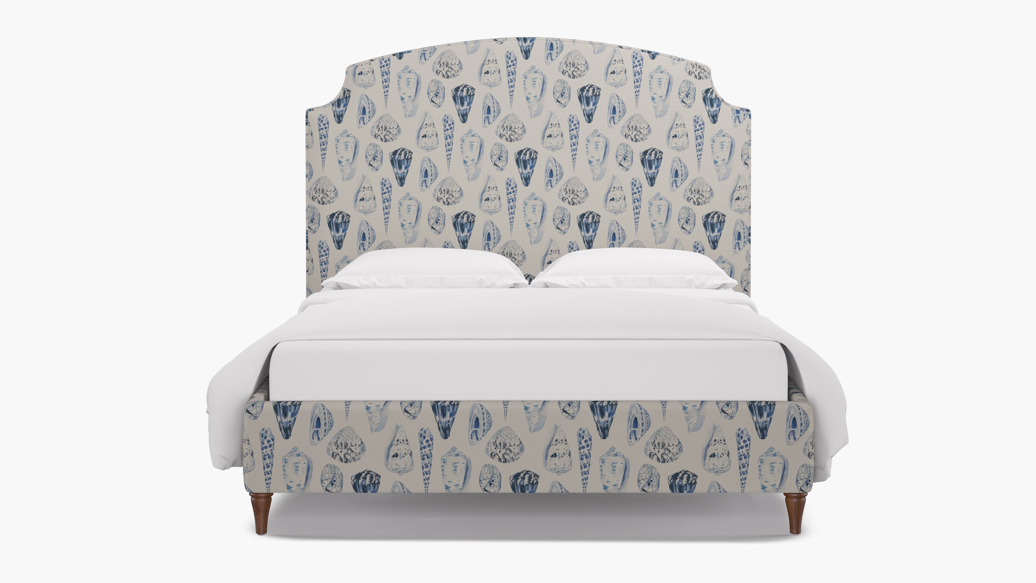 Cove Bed, Porcelain Coquina, Walnut Decorative Tapered Leg, Queen - Image 0