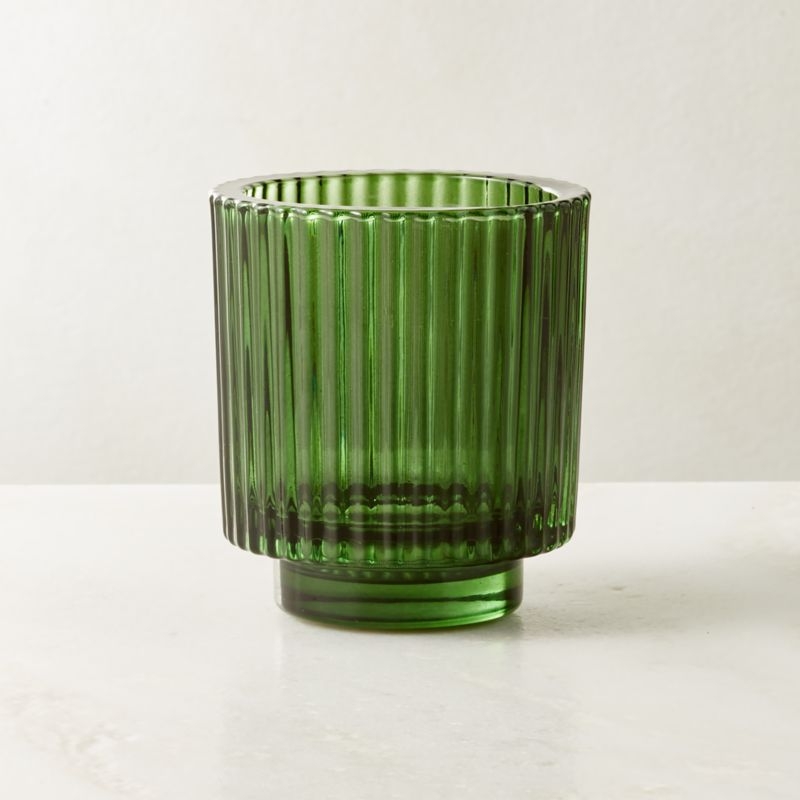 Ezra Green Glass Tealight Candle Holder - Image 1