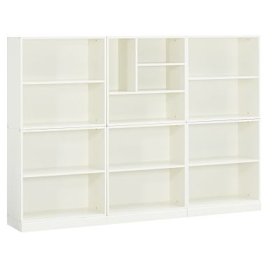 Stack Me Up Mixed Shelf Tall Bookcase (1 Mixed + 5 2 Shelf), Simply White - Image 0