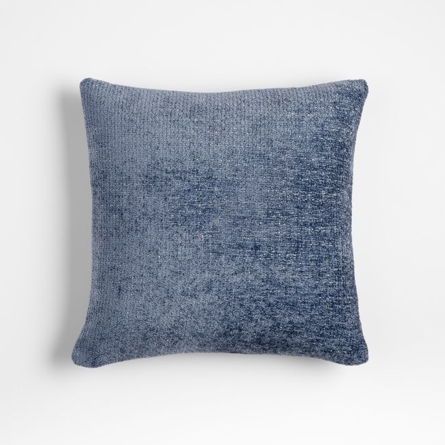 Monarch Chenille 18"x18" Denim Blue Throw Pillow with Feather Insert - Image 0