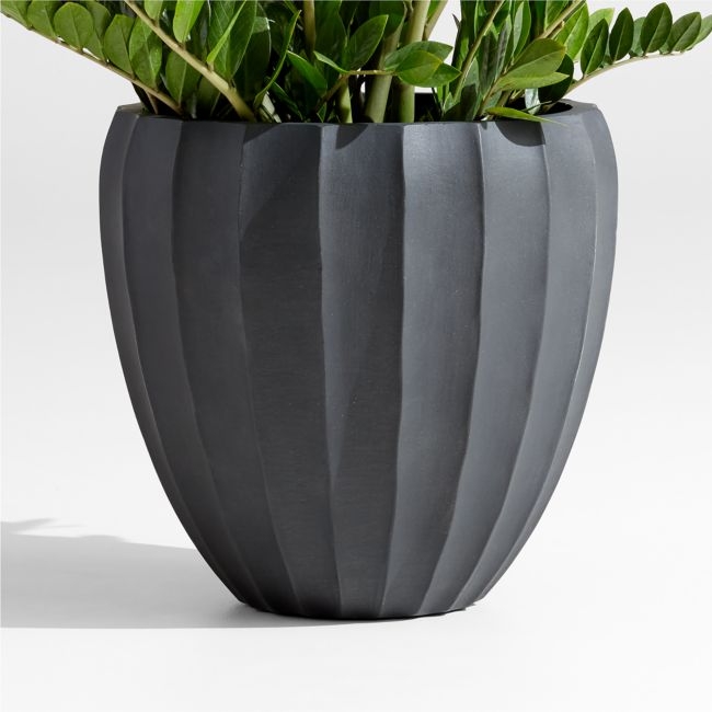 Warren  20.1" x 19" Medium Black Ficonstone Outdoor Planter - Image 0