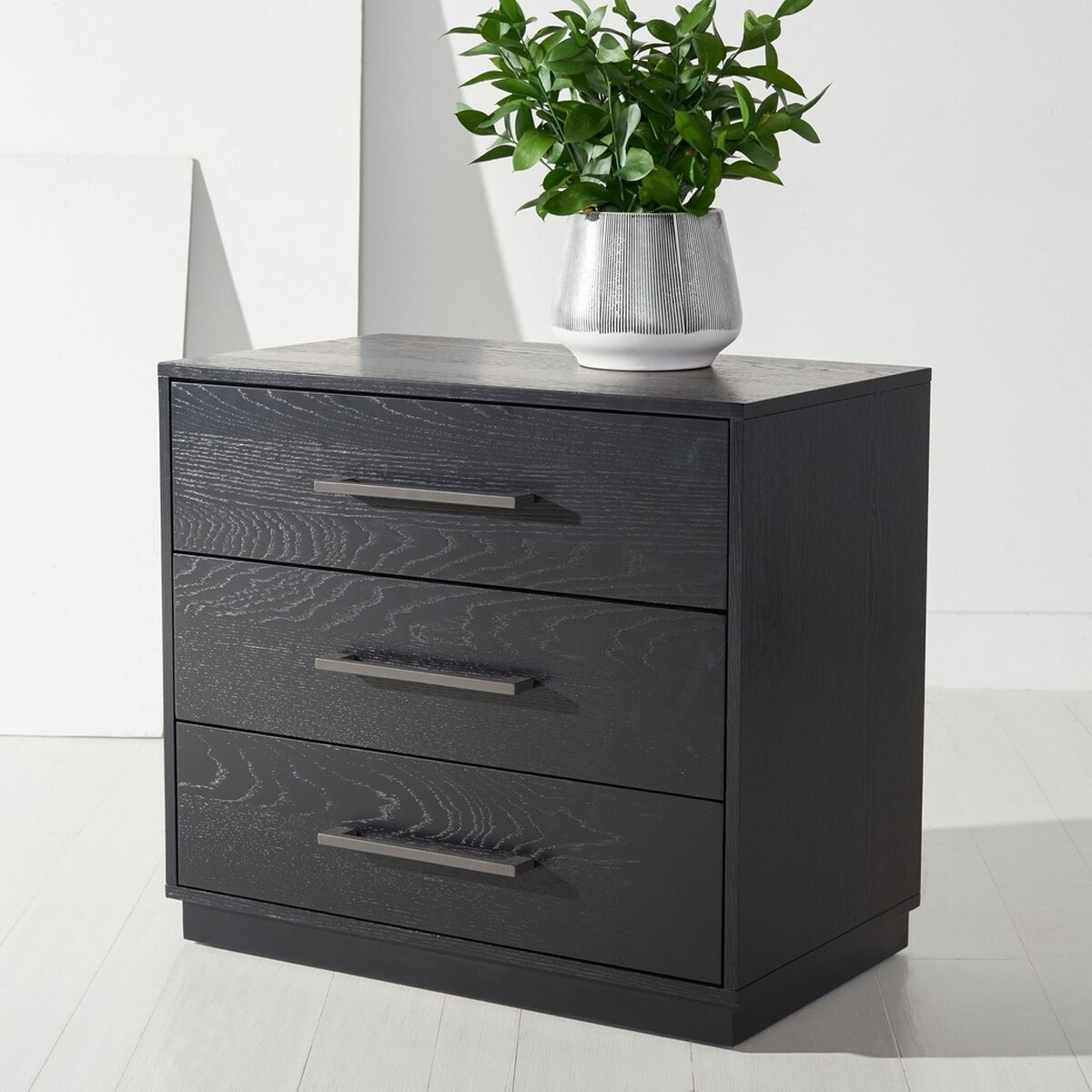 Mallory 3 Drawer Nightstand - Black - Image 1