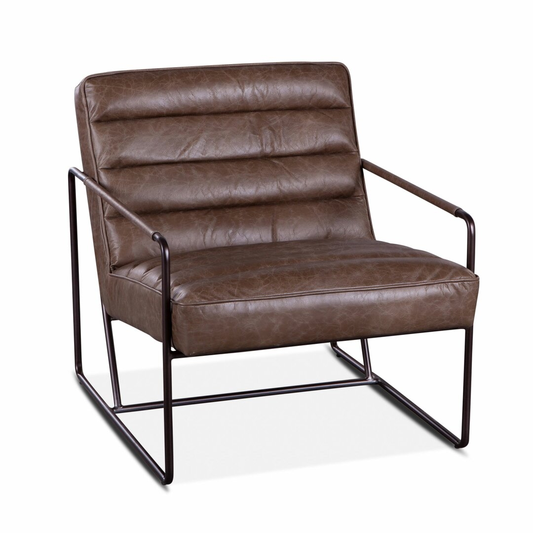 Home Trends & Design Portlando London Gray Leather Armchair - Image 0