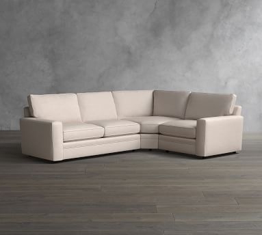 Pearce Square Arm Upholstered Left Arm 3-Piece Wedge Sectional, Down Blend Wrapped Cushions, Performance Boucle Pebble - Image 1