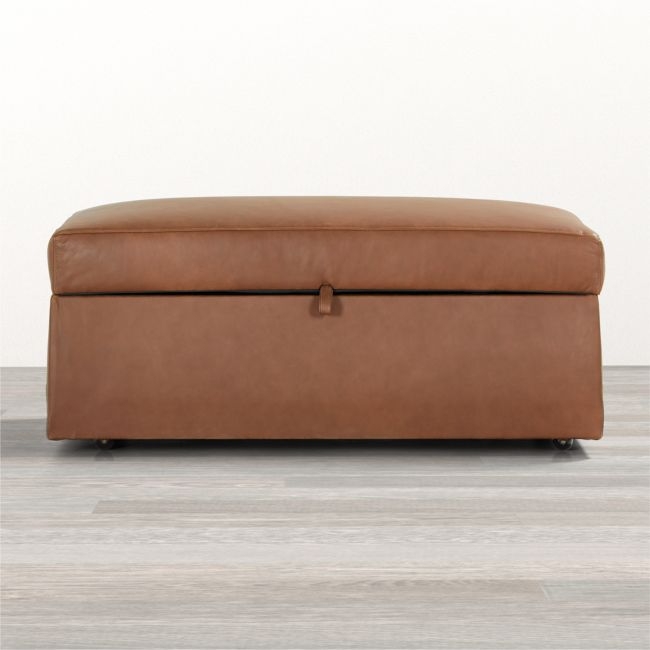 Gather Deep 42.5" Leather Storage Ottoman - Image 0