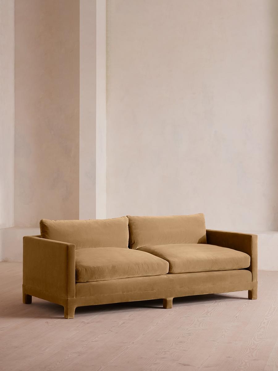 Ashford Three Seater Sofa, Velvet, Camel, US - Image 0