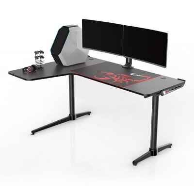 Ebern Designs® L60 Gaming Desk - L Shaped Black Gaming Computer Table - Image 0