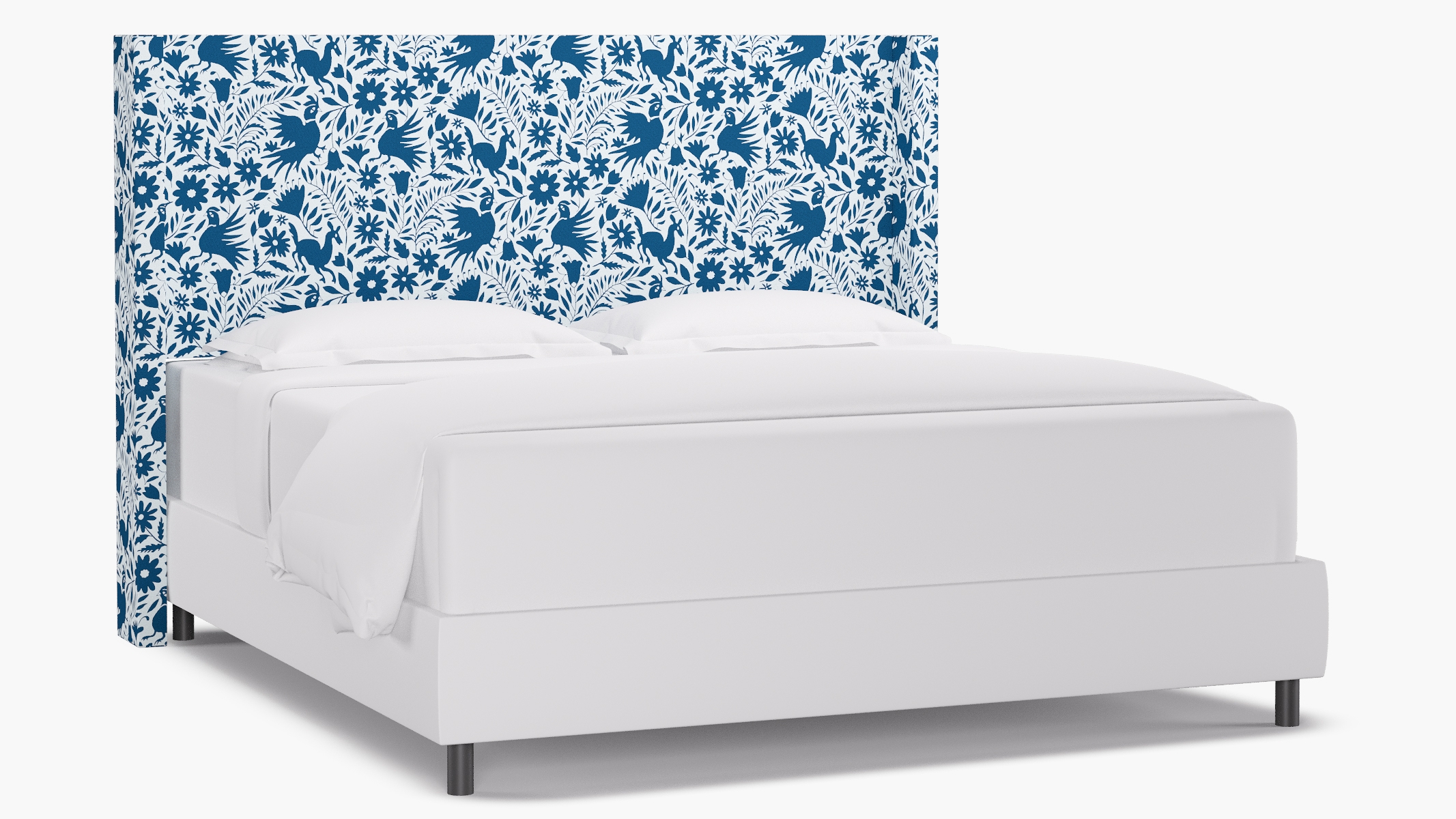 Modern Wingback Headboard, Cerulean Frida, King - Image 0