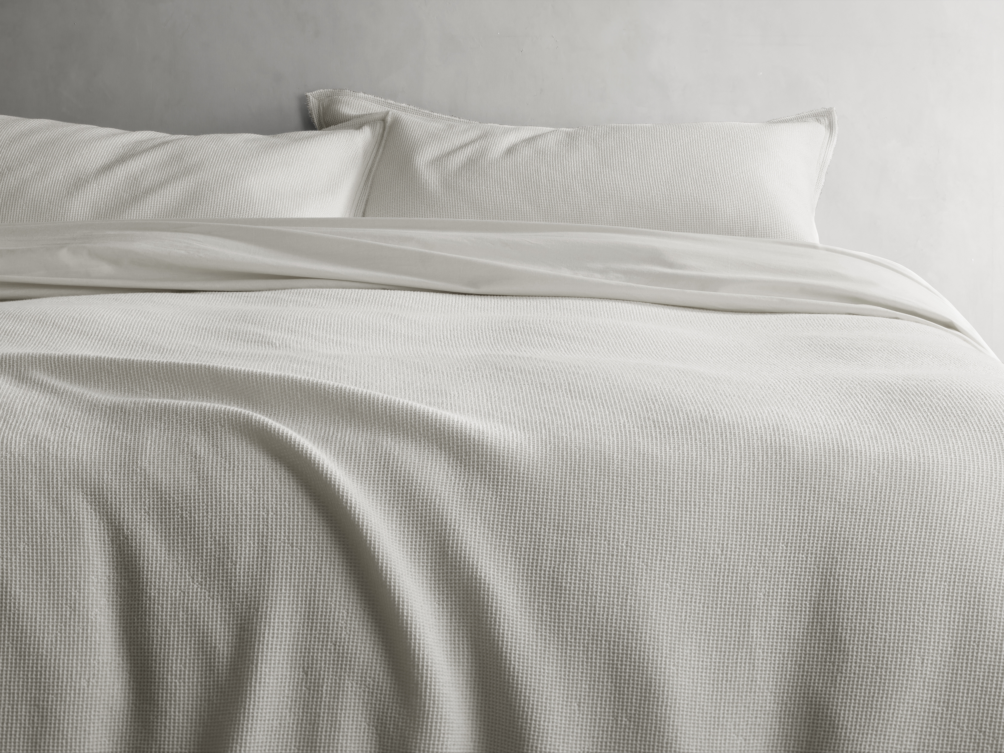 Washed Waffle Duvet in Cotton Queen Gray  Mist  - Image 0