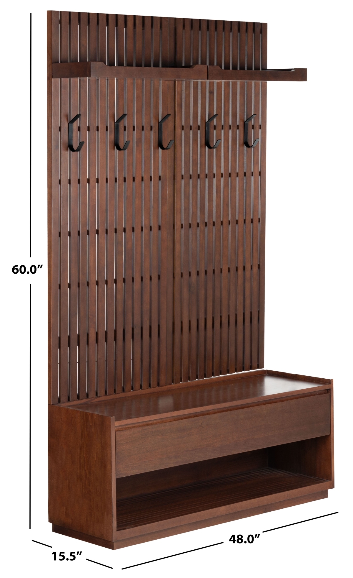Petrabella Wood Hall Tree - Walnut/Black - Image 7