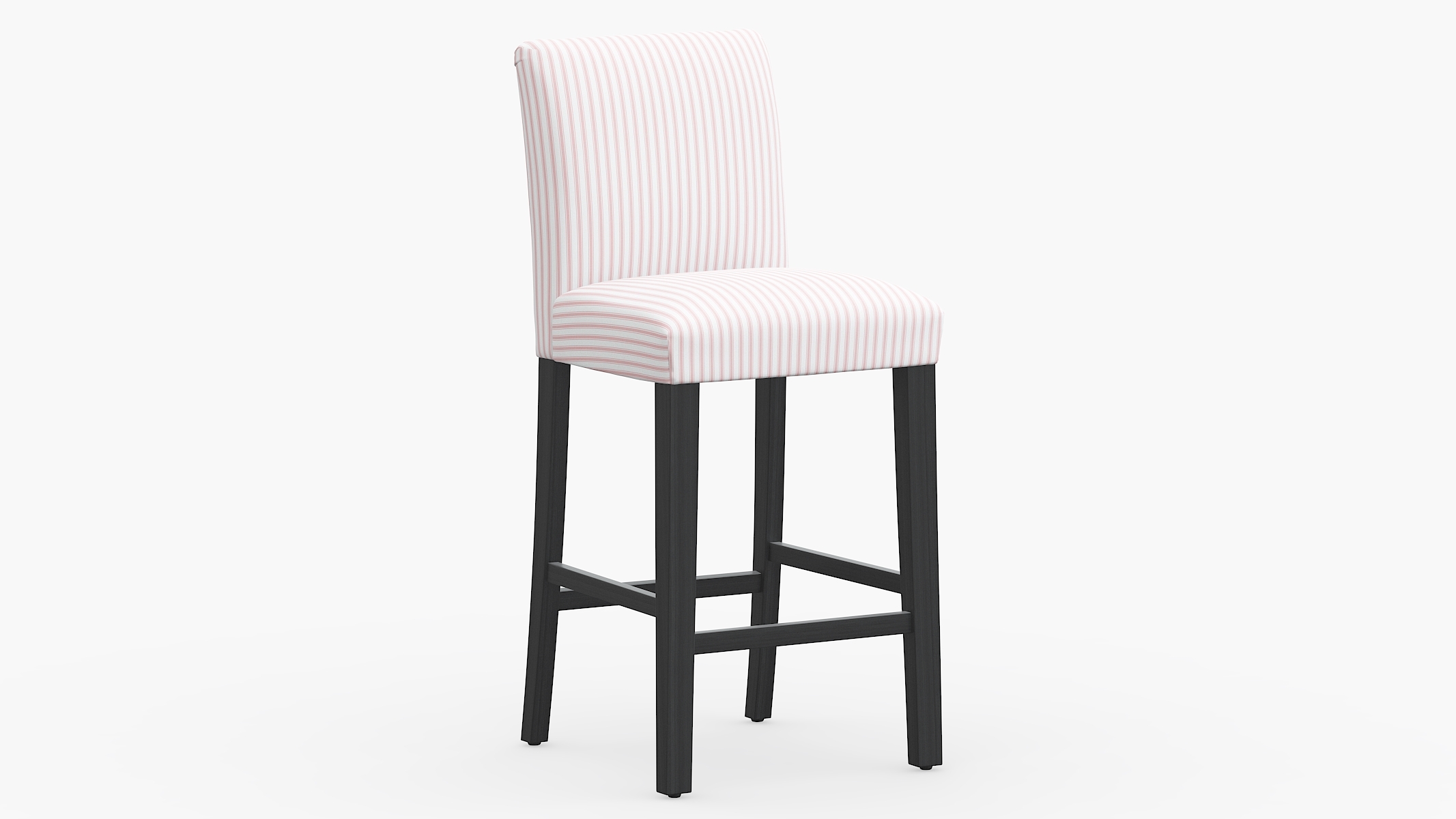 Classic Dining Bar Stool, Pink Classic Ticking Stripe, Black - Image 0
