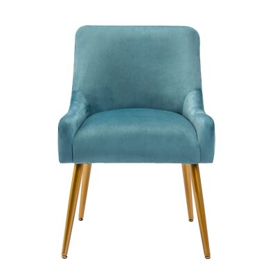 Modern Velvet Wide Accent Chair Side Chair With Swoop Arm Metal Legs For Club Bedroom Living Room Meeting Room Office Study, Teal - Image 0
