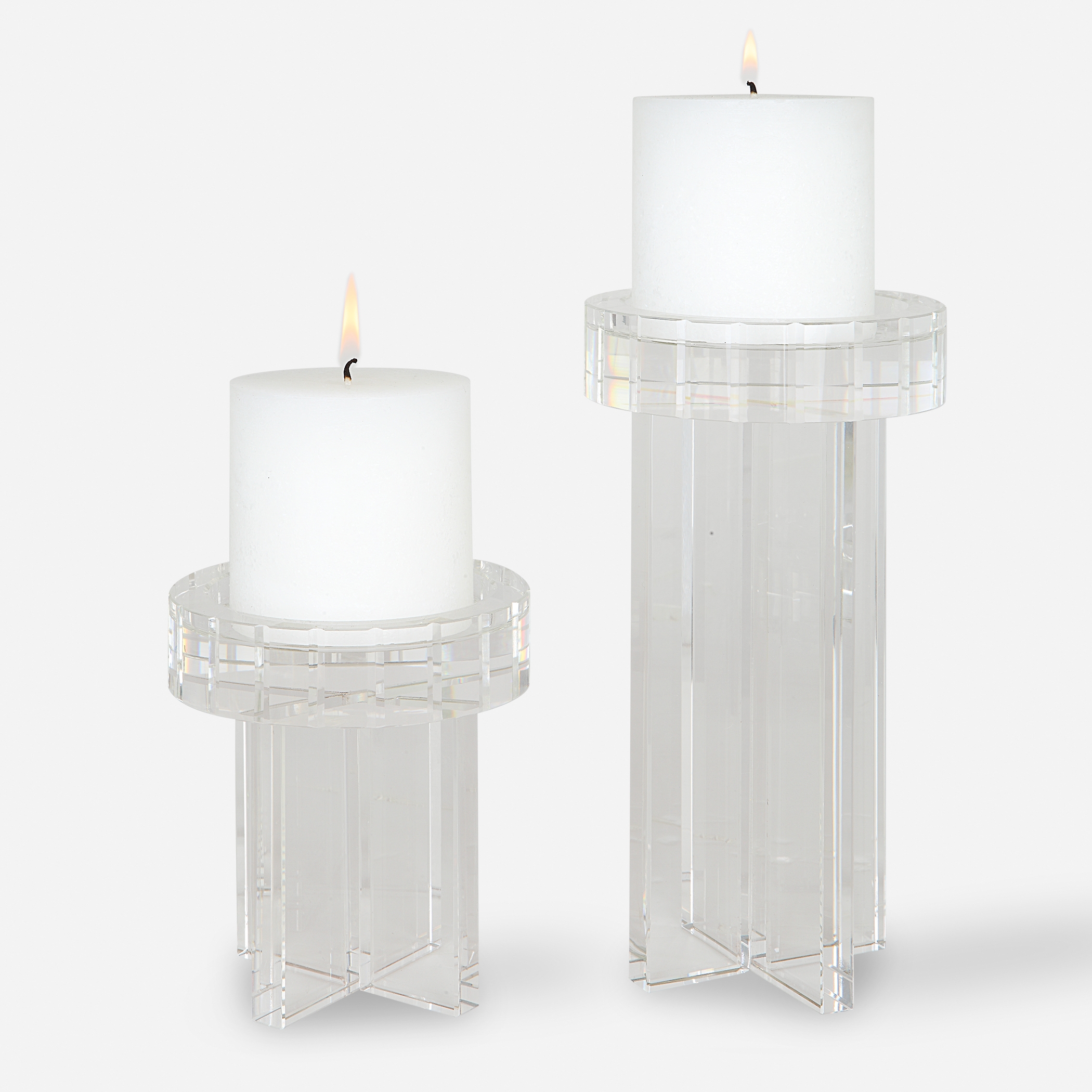 Crystal Pillar Candleholders Set/2 - Image 0