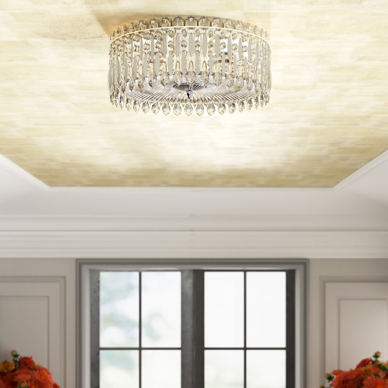 Schonbek Sarella 3-Light Flush Mount Fixture Finish: White, Crystal: Clear Heritage Crystal - Image 0
