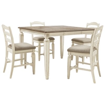 Miabella 5 -Piece Counter Height Extendable Solid Wood Dining Set - Image 0