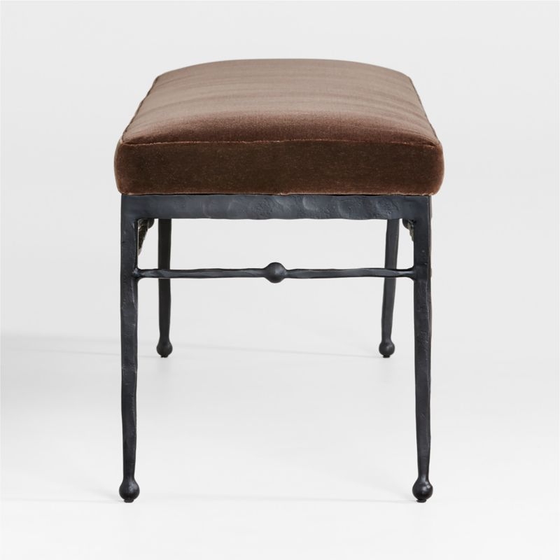 Rodin Brown Velvet Bench by Athena Calderone - Image 3