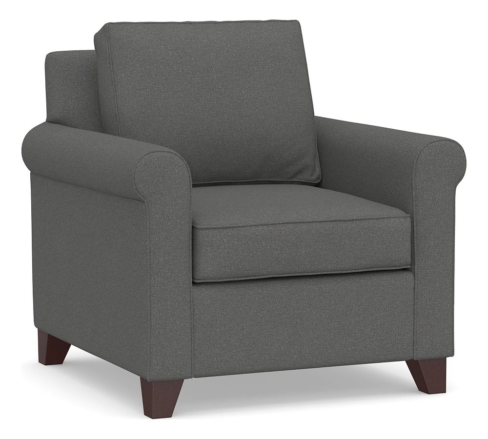 Cameron Roll Arm Upholstered Armchair, Polyester Wrapped Cushions, Park Weave Charcoal - Image 0
