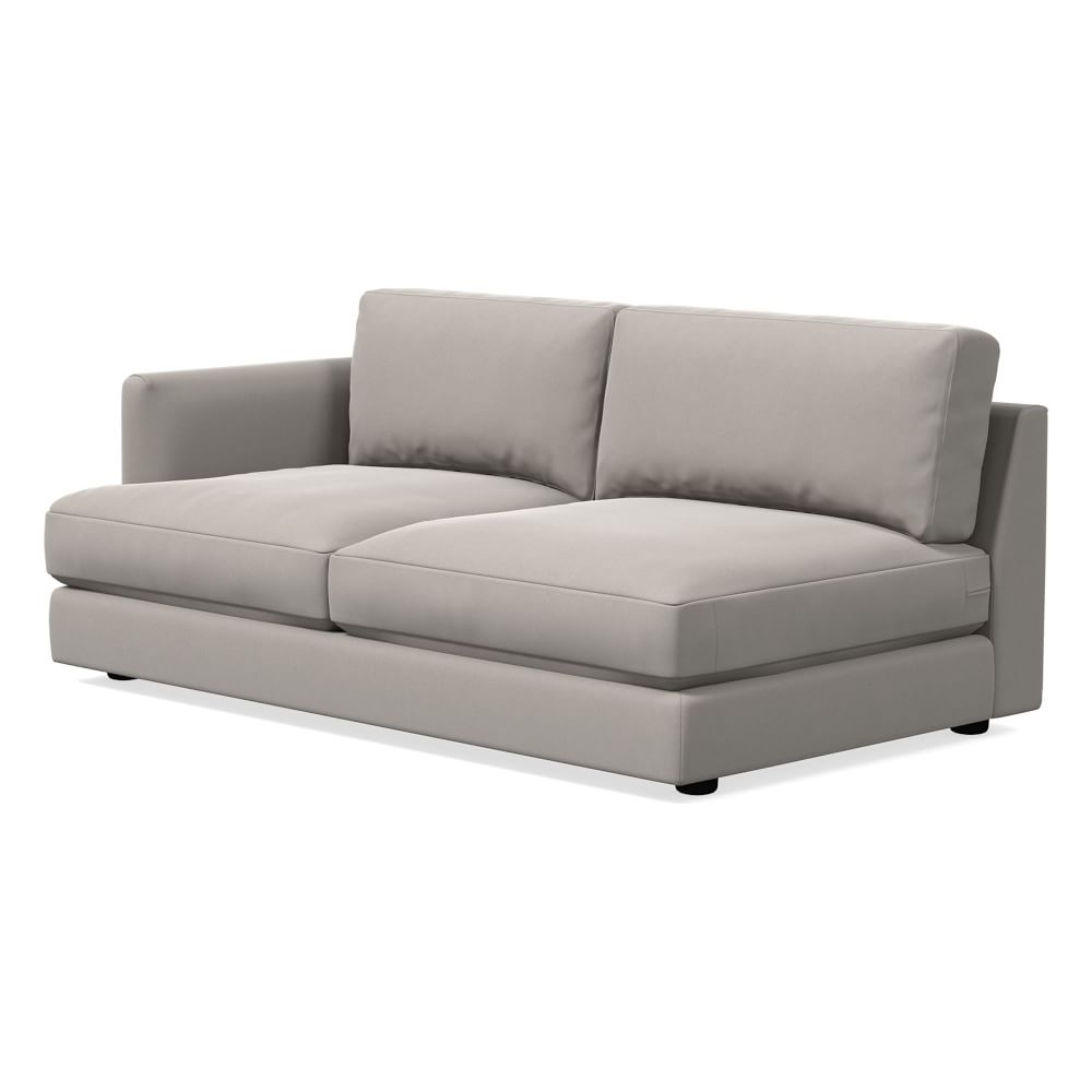 Haven Left Arm Sofa, Poly, Performance Velvet, Silver, Concealed Supports - Image 0