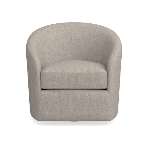 Montclair Swivel Armchair, Standard Cushion, Perennials Performance Melange Weave, Light Sand, Ebony Leg - Image 0