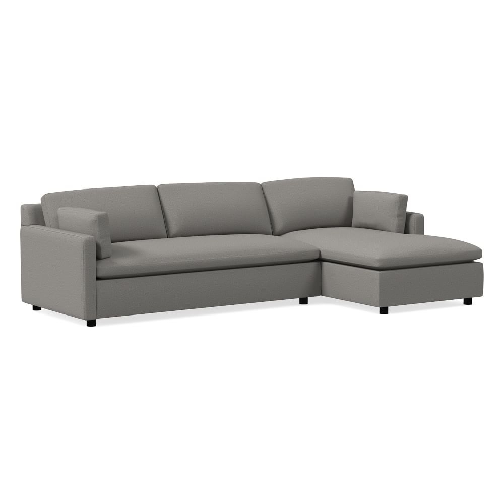Marin 114" Right 2-Piece Chaise Sectional, Standard Depth, Chenille Tweed, Silver - Image 0