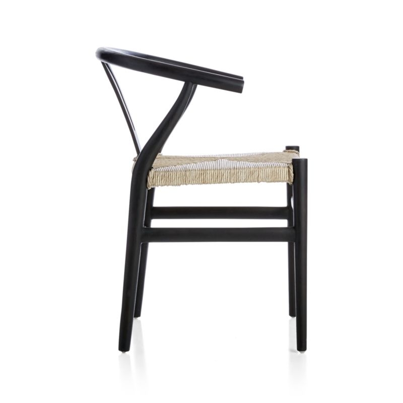 Crescent Black Wood Wishbone Dining Chair - Image 1