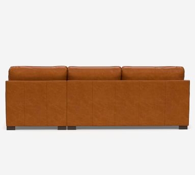 Townsend Square Arm Leather Left Arm Loveseat with Chaise Sectional, Polyester Wrapped Cushions, Vintage Camel - Image 2