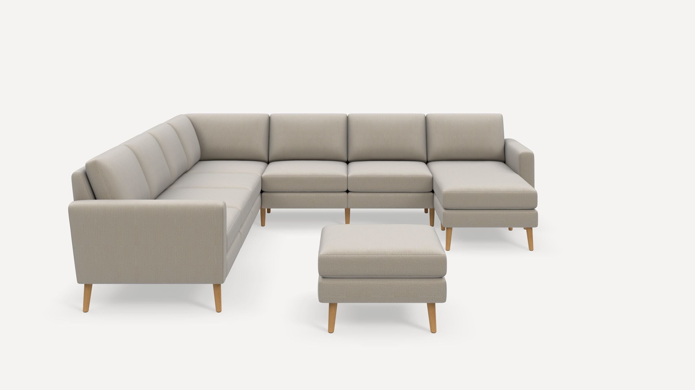 Nomad 7-Seat Corner Sectional with Chaise and Ottoman - Georgia Clay - Performance Chenille / Oak - Wood / Block - Image 0