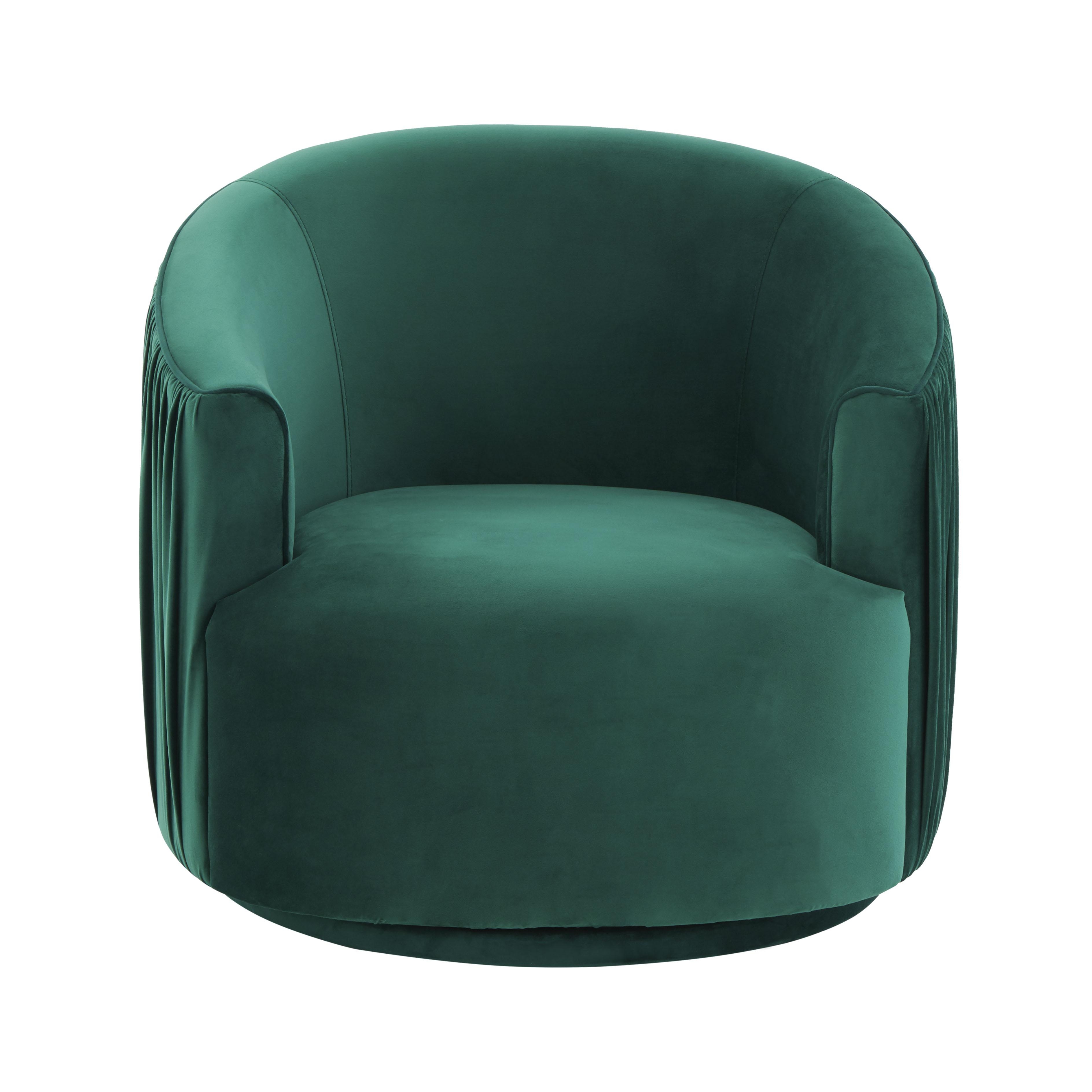 London Forest Green Pleated Swivel Chair - Image 1
