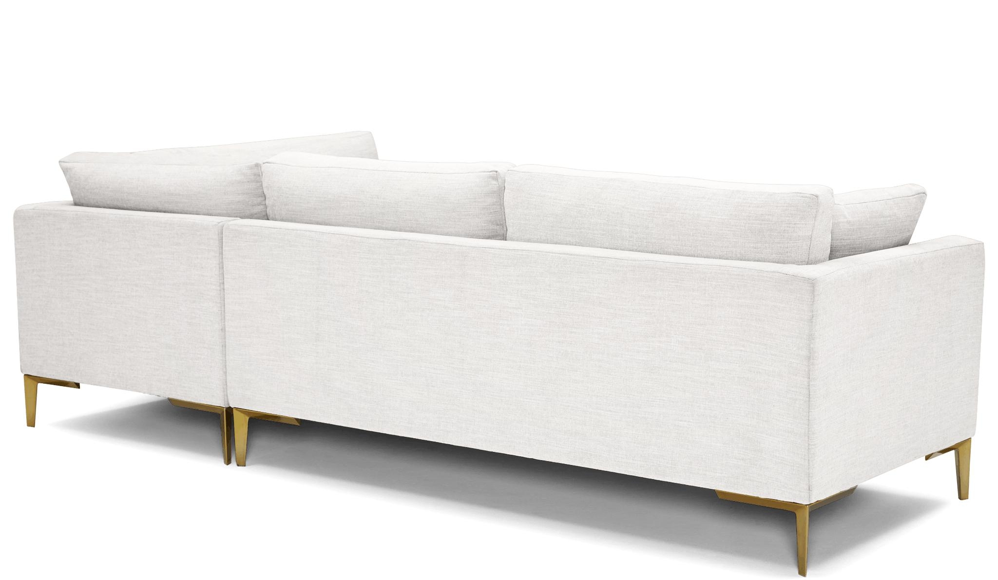 White Ainsley Mid Century Modern Sectional with Bumper - Tussah Blizzard - Left - Image 3
