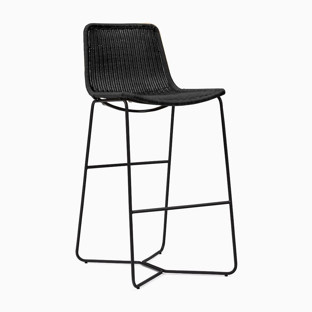 Slope Outdoor Bar Stool, All Weather Wicker, Charcoal - Image 0