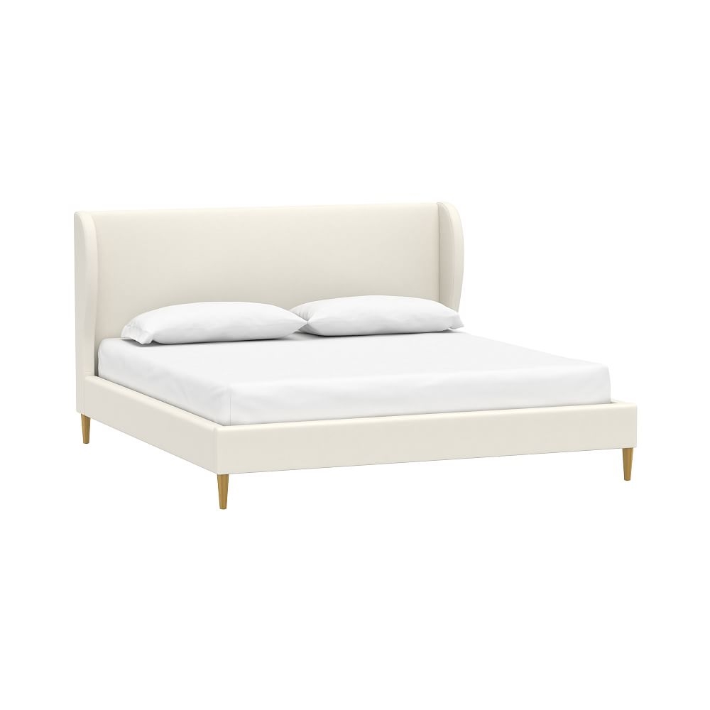 Wren Wingback Upholstered Bed, King, Chenille Washed Ivory - Image 0