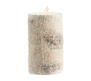 Premium Flickering Flameless Wax Pillar Candle, 3"x6" - Sugared Birch - Image 0