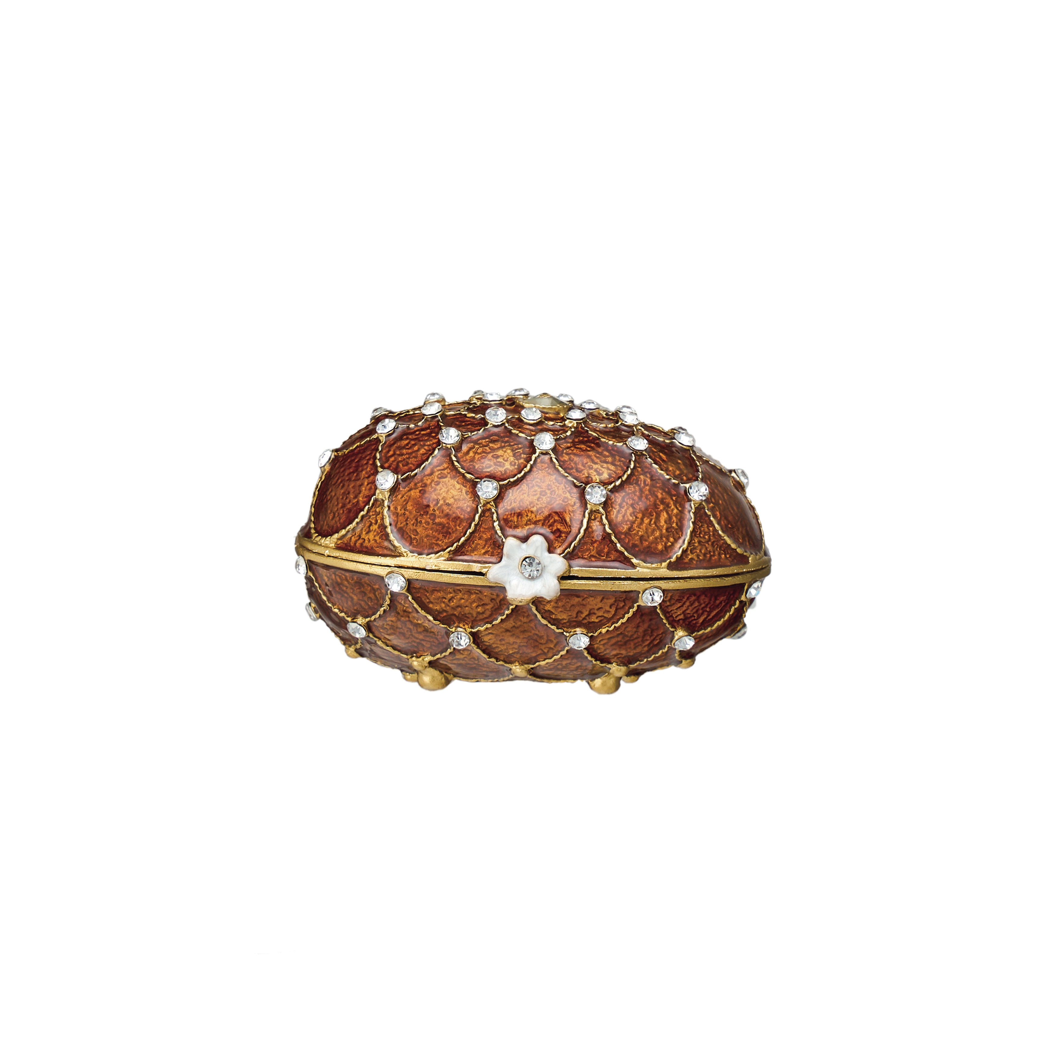 Amber Jeweled Egg Trinket Box, Amber - Image 0