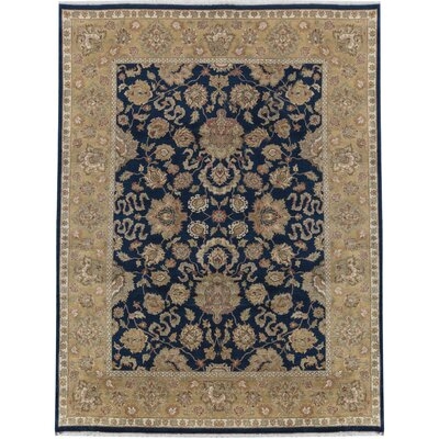 One-of-a-Kind Modn Mughal Hand-Knotted Blue/Gold 8'11" x 11'11" Wool Area Rug - Image 0