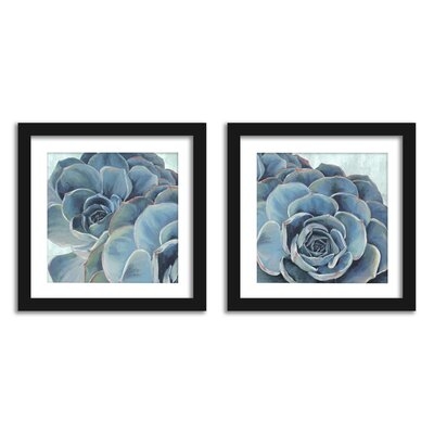 Americanflat Blue Succulent Study Bathroom Wall Art - Set Of 2 Framed Prints By PI Creative - Image 0