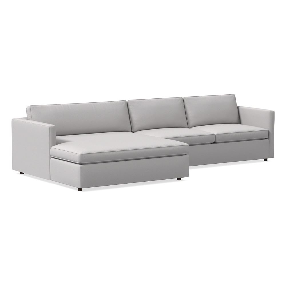 Harris 134" Left Multi Seat Double Wide Chaise Sectional, Standard Depth, Chenille Tweed, Frost Gray - Image 0