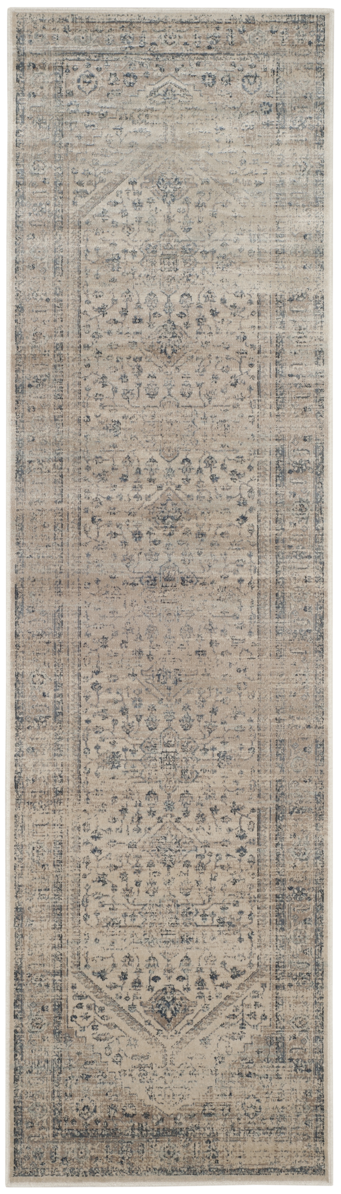 Arlo Home Woven Area Rug, VTG123-7442, Stone/Blue,  2' 2" X 8' - Image 0
