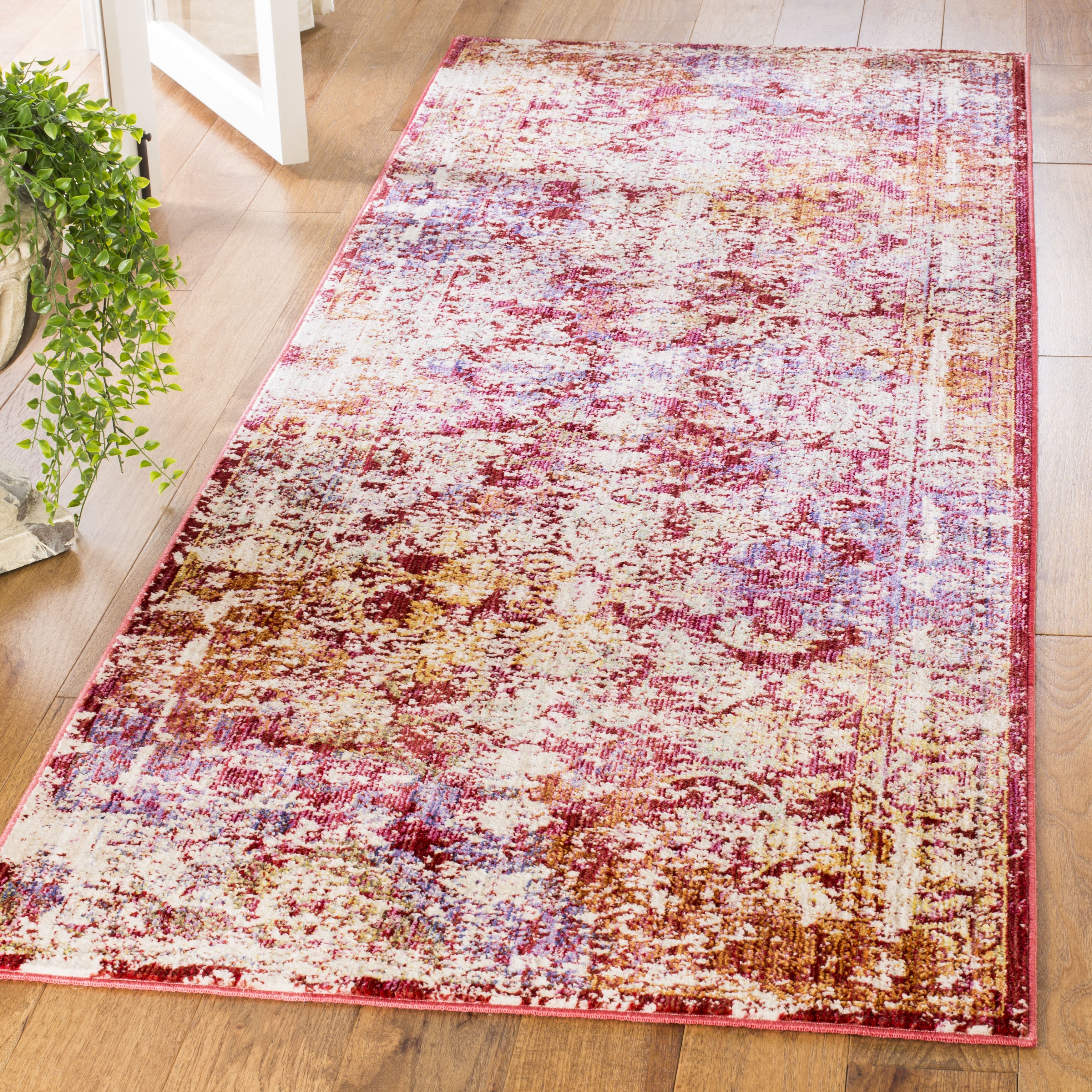 Arlo Home Woven Area Rug, SUT403D, Fuchsia/Ivory,  3' X 10' - Image 1
