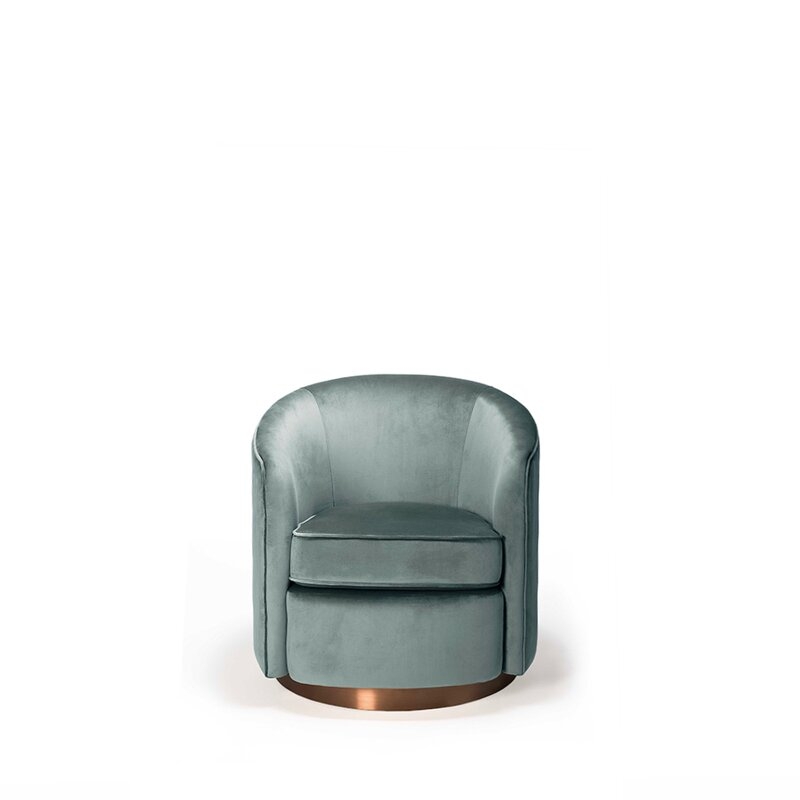 Notre Monde Swivel Barrel Chair Upholstery Color: Aqua - Image 0